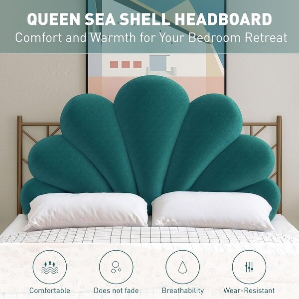 WOWMAX Queen Size Seashell Shaped Headboard Cushion Soft Upholstered Headboard Pillow for Sitting in Bed Bed Bath Beyond 42360564