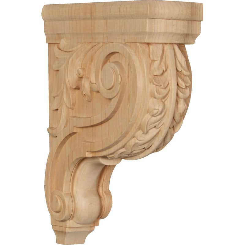 Hudson Acanthus Wood Corbel - Rubberwood - 3 1/2"W x 9"D x 12"H