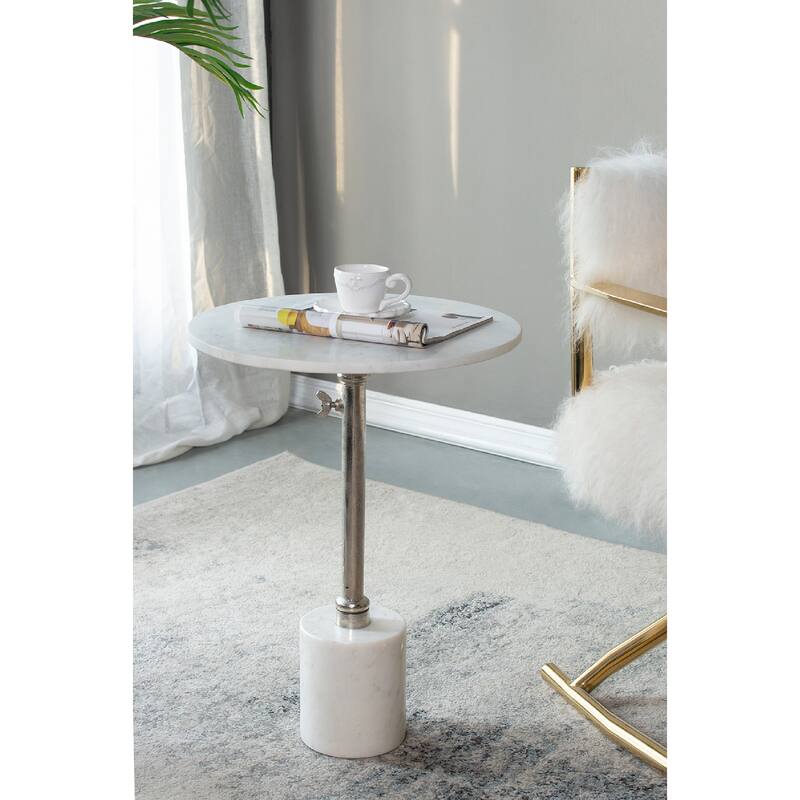 A&B Home MarbleTop Round Side Table White/Silver Bed Bath & Beyond