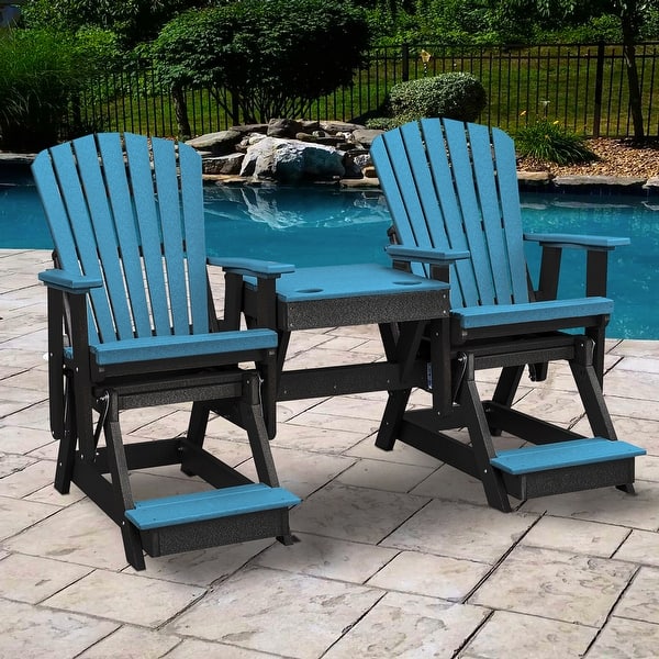 slide 2 of 7, OS Home and Office Model Double Balcony Height Glider with Center Table in Blue and Black