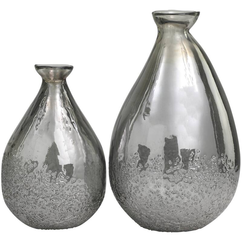 Glass Blown Teardrop Decorative Vase - Set of 2 Gold, Green, Gray - Roche River Decor