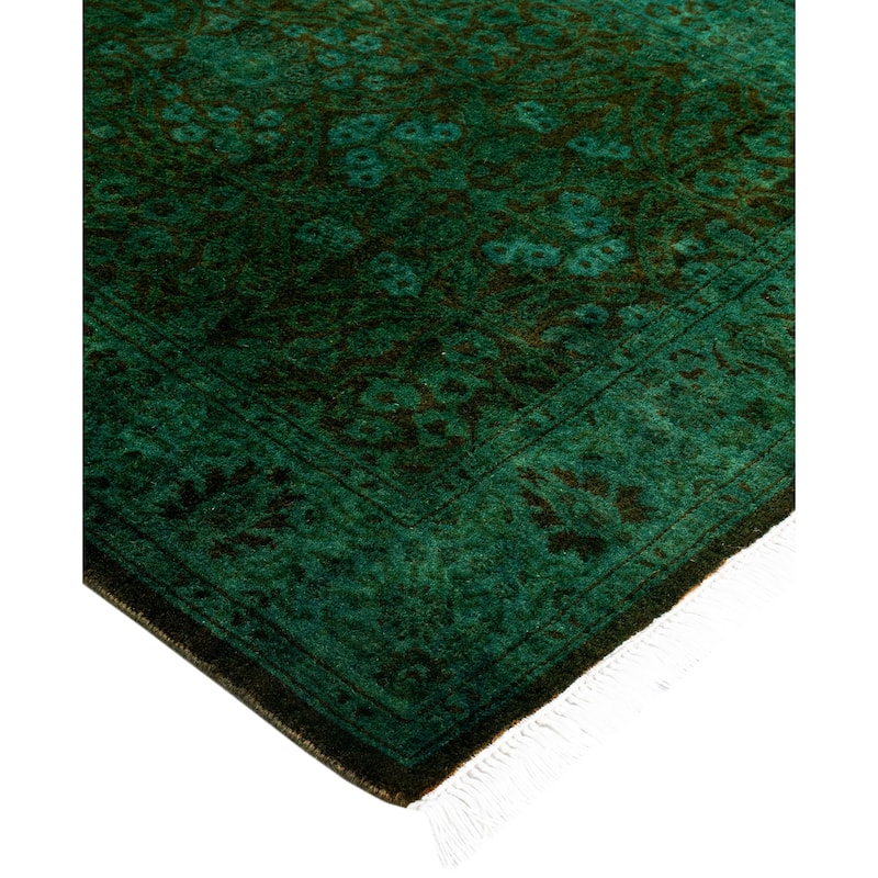 Overdyed One-of-a-Kind Hand-Knotted Area Rug - Green - 2' 7" x 8' 3"