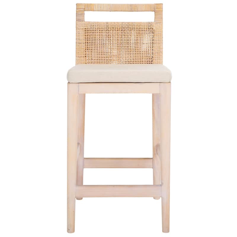SAFAVIEH Home Darin Counter Stool - 16"W x 20"D x 36"H - Natural/White