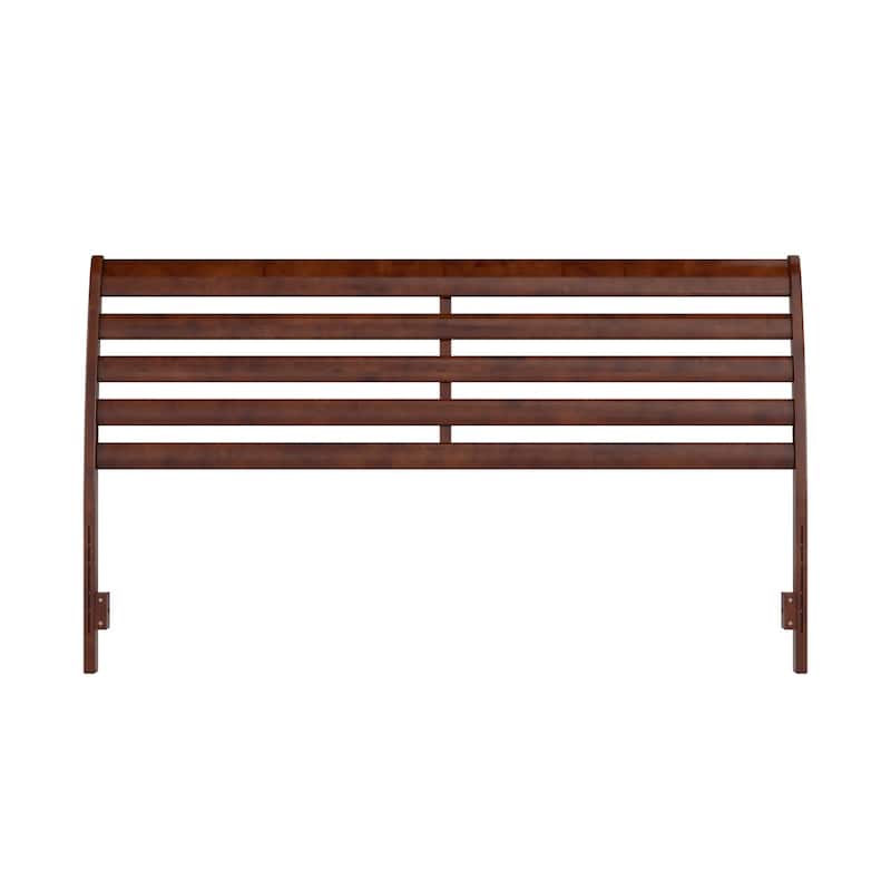 Solid Wood Headboard King Size - Walnut Finish, USB Charger, Modern Bedroom Decor