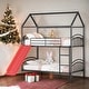 preview thumbnail 18 of 46, Twin Over Twin Bunk Bed Wood Bed with Slide and Ladder