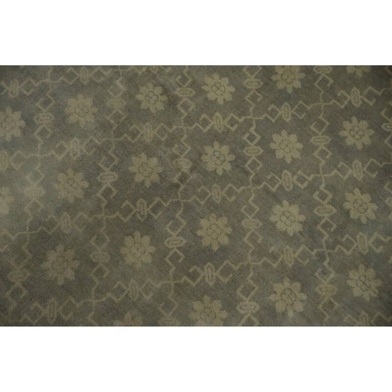Hand Knotted Oriental 100% Wool Carpet Transitional All-Over Greys & Charcoal Khotan Area Rug - 9' 11'' X 8' 4''