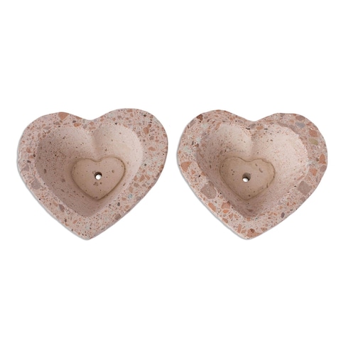 Novica Handmade Heartfelt Planters Reclaimed Stone Flower Pots (Pair)