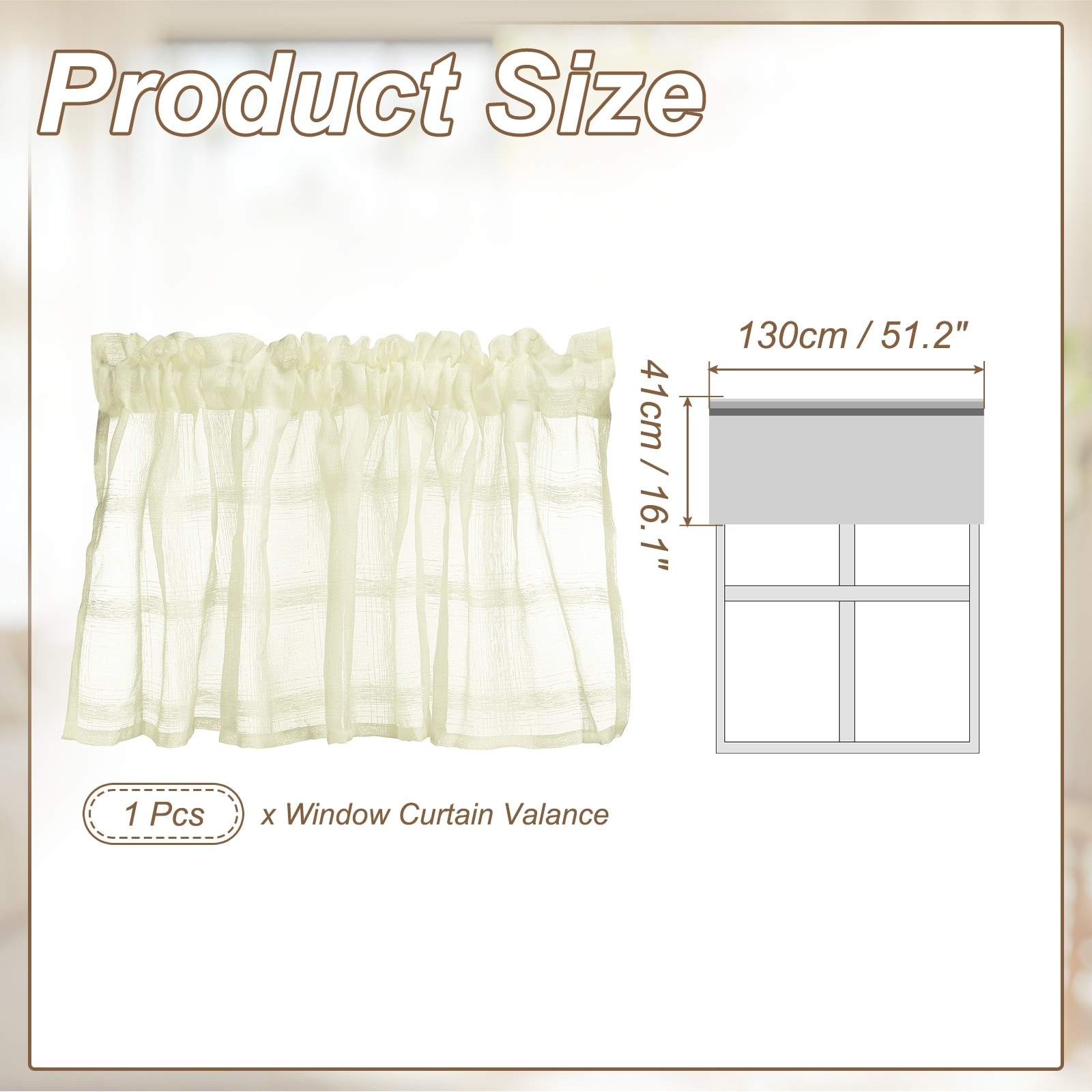 Window Valance, Valance Curtains Small Short Light Filtering Sheer for Windows Bedroom Bathroom Living Room