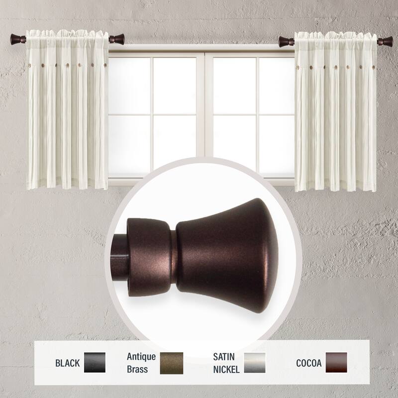 InStyleDesign Demi 5/8 inch dia. Side Curtain Rod 12-20 inch long (Set ...