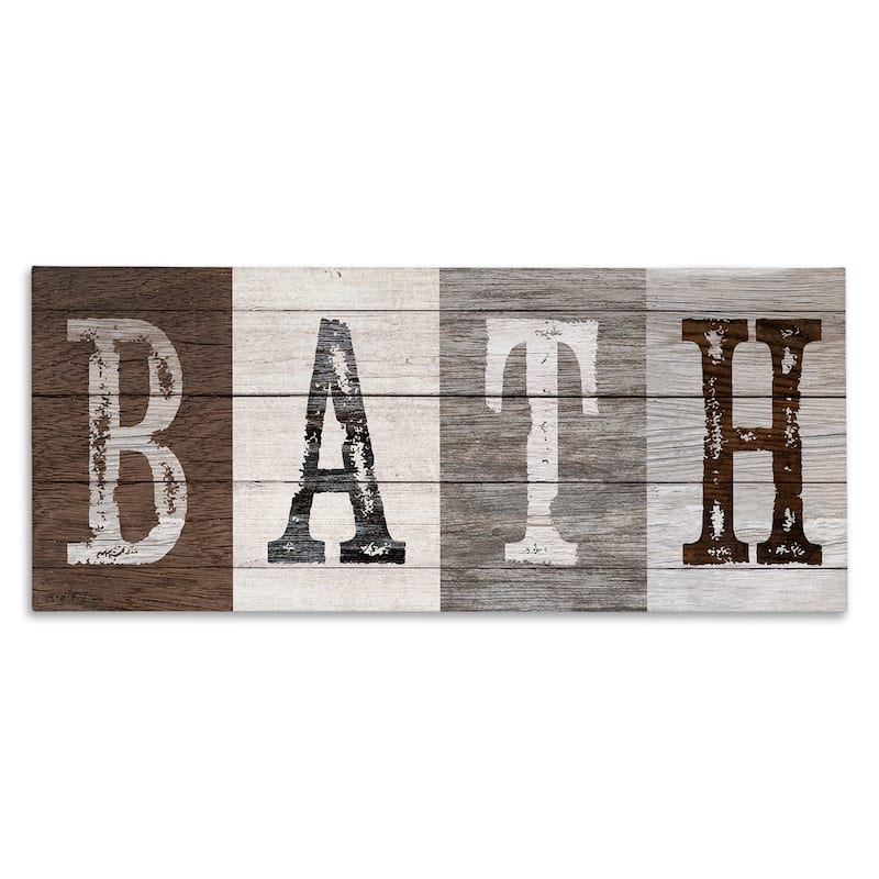 Stupell Rustic Bath Letters Canvas Wall Art Design By Susan Arnot - 30 x 13