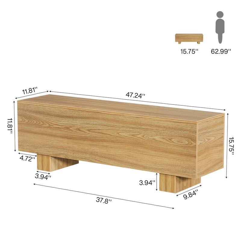 47.2" Entryway Bench, Wooden End of Bed Bench for Bedroom