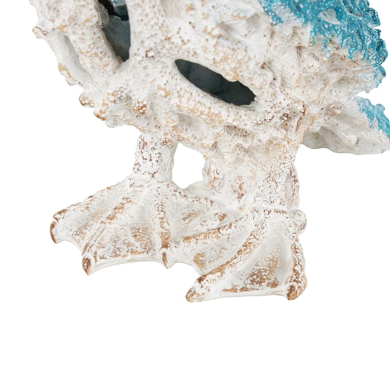 Polystone Pelican Textured Sculpture with Blue Feathers - Blue or Red - Roche River Decor