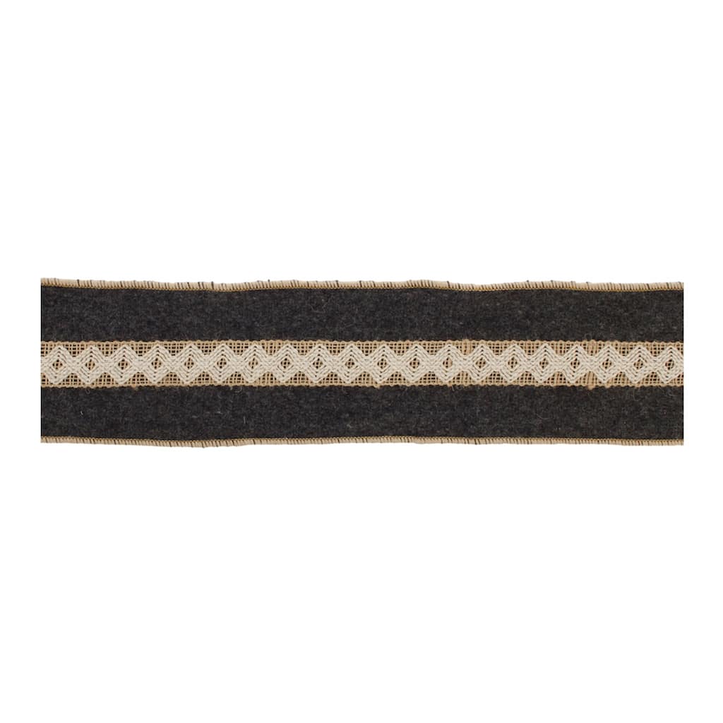 4"x180” Set of 2 Black Gold Wired Ribbon Wool Acrylic Ribbon for Christmas Tree and Wreath Decor - 180”L x 4”W x 0.25”H
