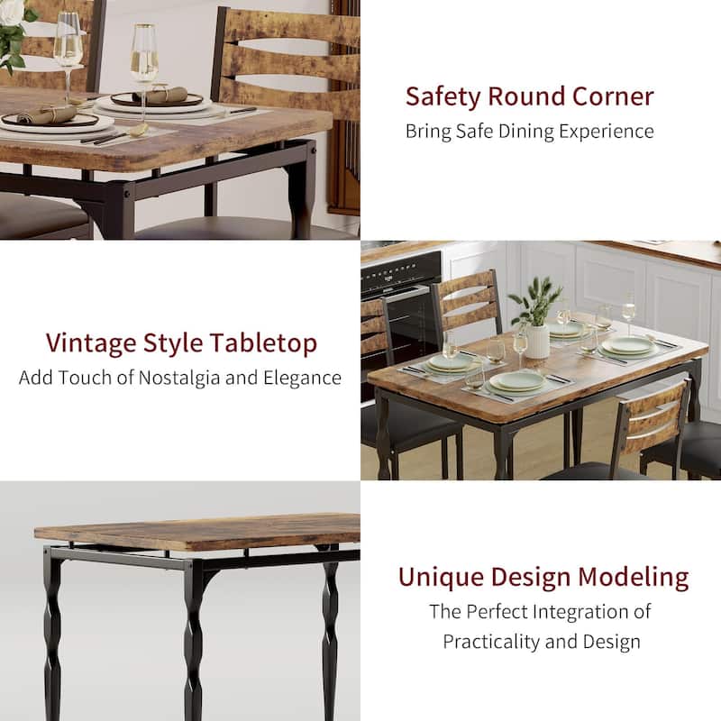 Industrial Style Kitchen Table Set for 4