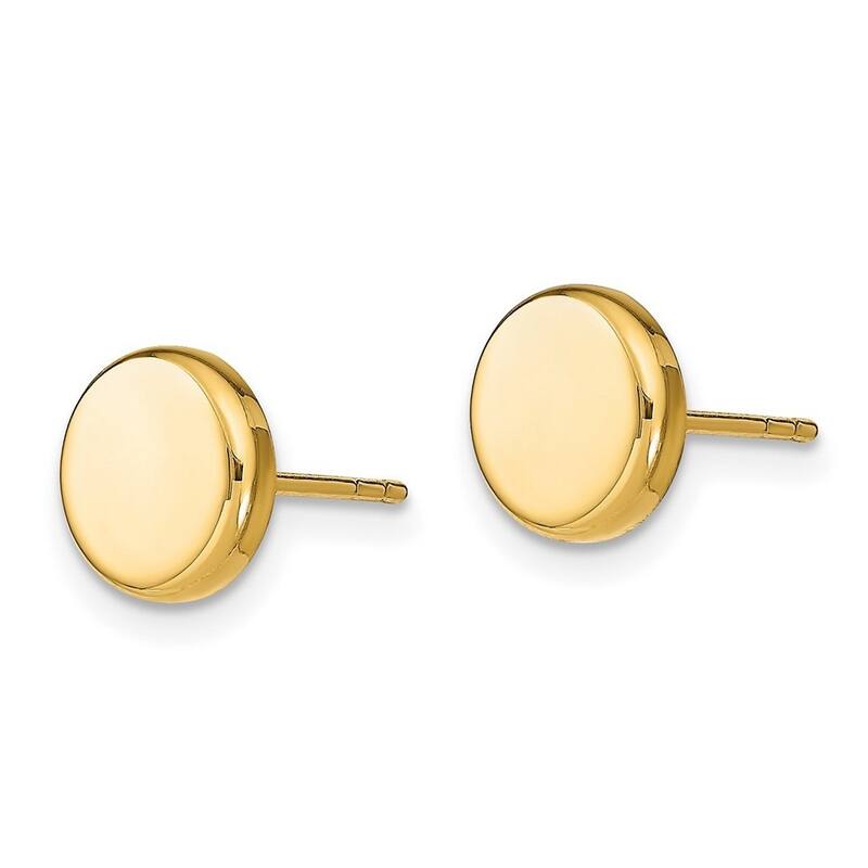 Curata 14k Yellow Gold 6.6mm Polished Button Post Earrings