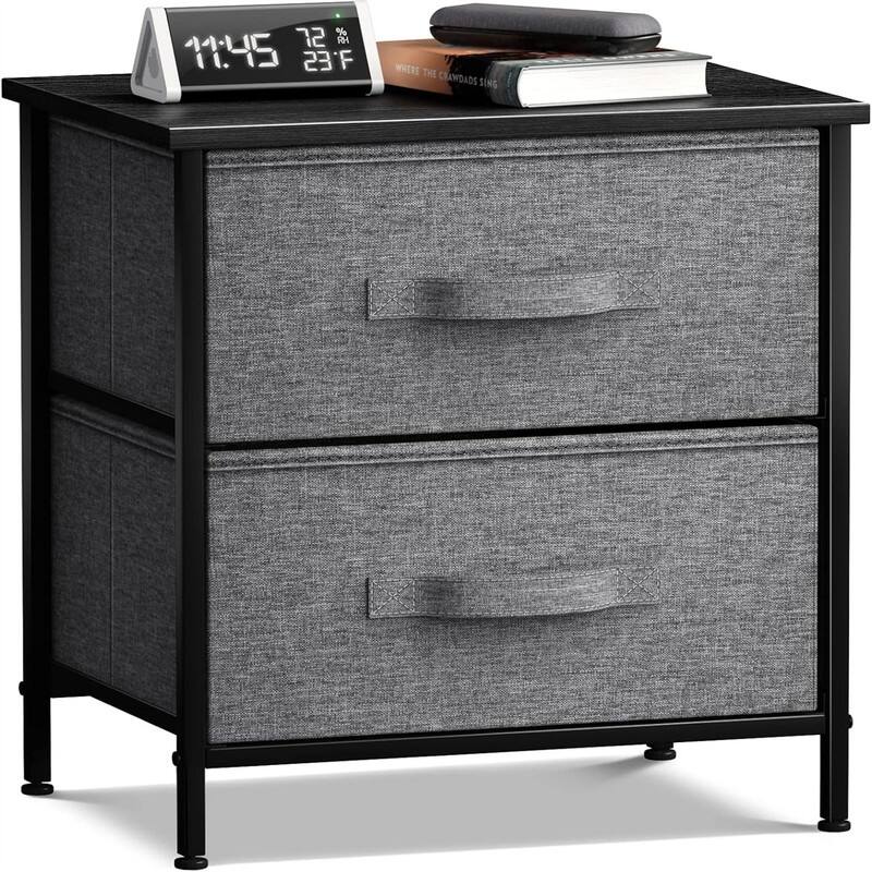 Nightstand with 2 Drawers - Black