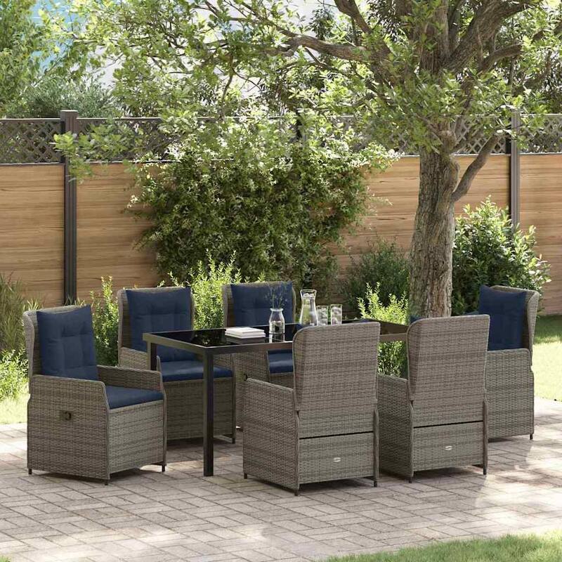 vidaXL Garden Dining Set Poly rattan - Gray-21.65x23.62x36.61 inch