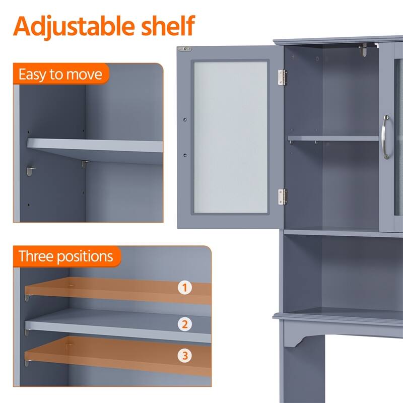 Yaheetech Bathroom Organizer Over The Toilet,2-Door,1 Open-Shelf