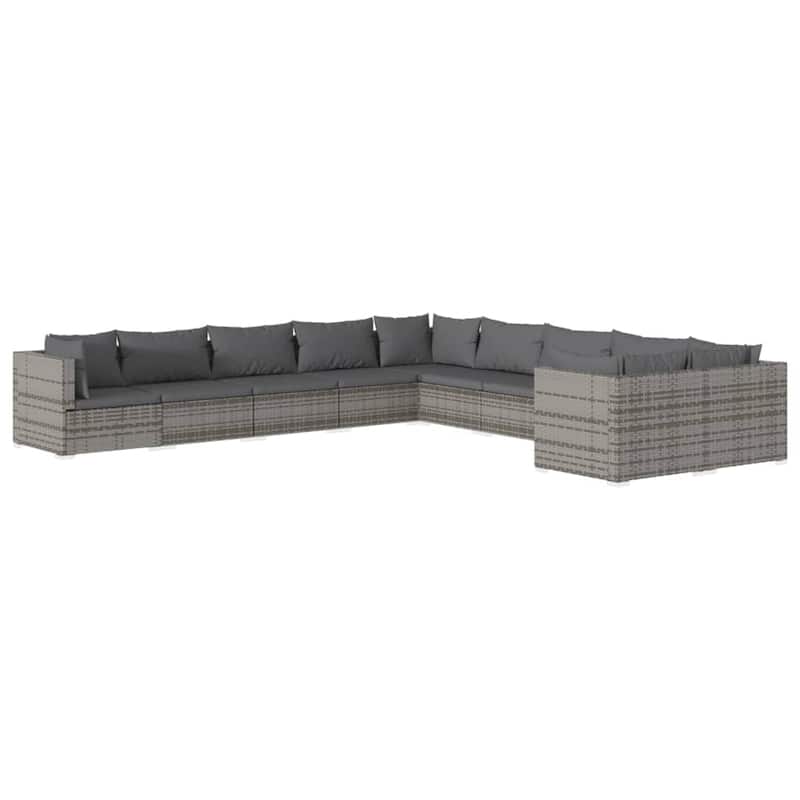 vidaXL Patio Lounge Set Outdoor Sectional Sofa Set Table Garden Poly Rattan - 27.6" x 27.6" x 23.8"