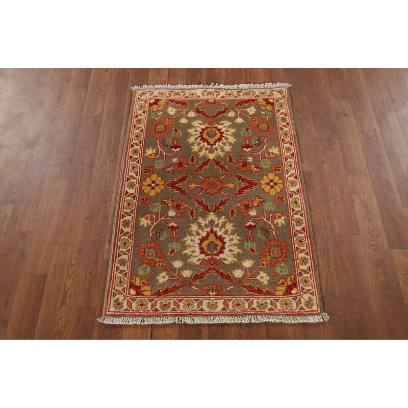 Kazak Oriental Foyer Rug Handmade Traditional Brown Wool Carpet - 2'2" x 3'0"