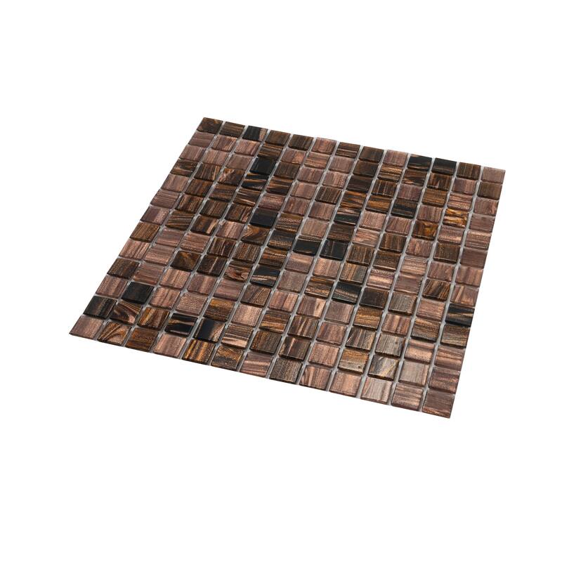 Apollo tile 12" x 12" Mingles Glossy Brown Yellow Glass Tile (20 sq ft/case) - 20 Pack