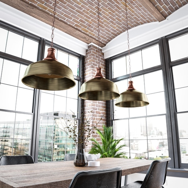 Large antique brass pendant light top