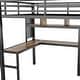 preview thumbnail 6 of 16, Full Size Iron LED Storage Loft Bed Frame with Stair, Desk and Drawers