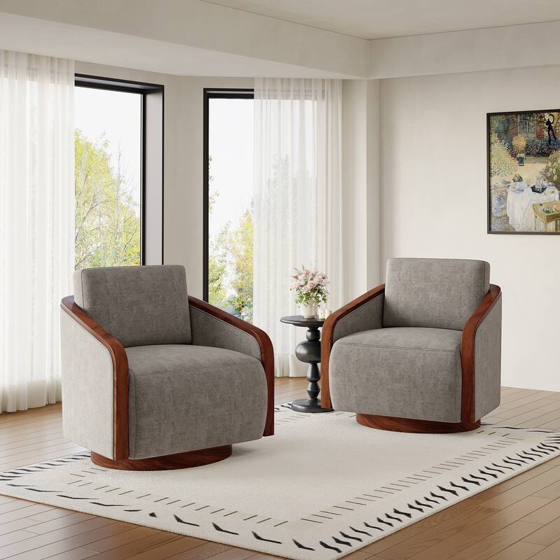 Modern Upholstered Swivel Accent Chair Set of 2