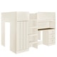 preview thumbnail 4 of 20, Wood Antique White Full-size Loft Bed with Built-in Wardrobe, Desk, Storage Shelves