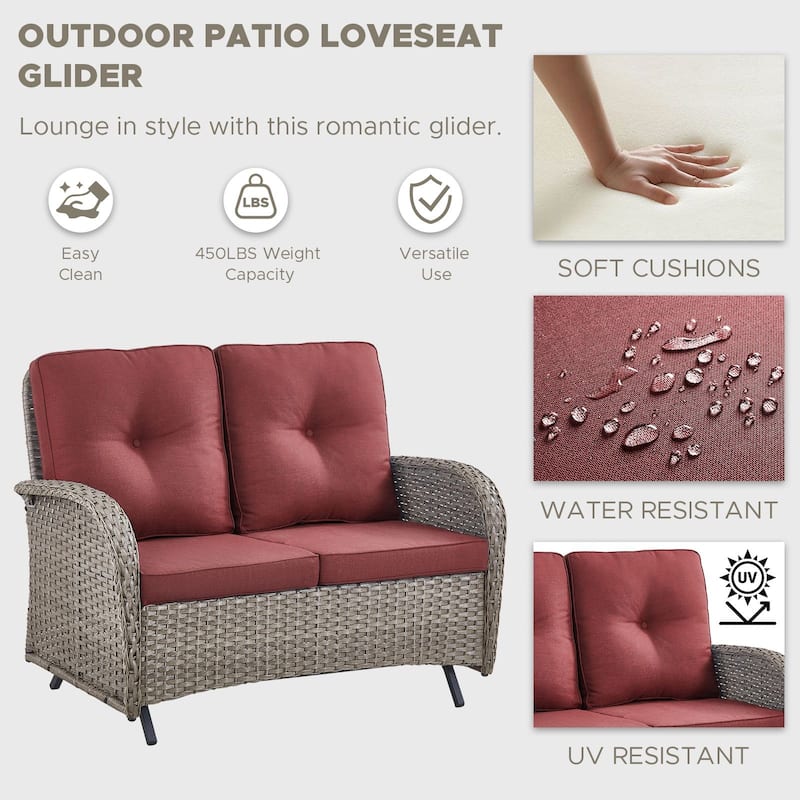 Pocassy 5 Pieces Glider Sofa with Swivel Chairs Ottomans