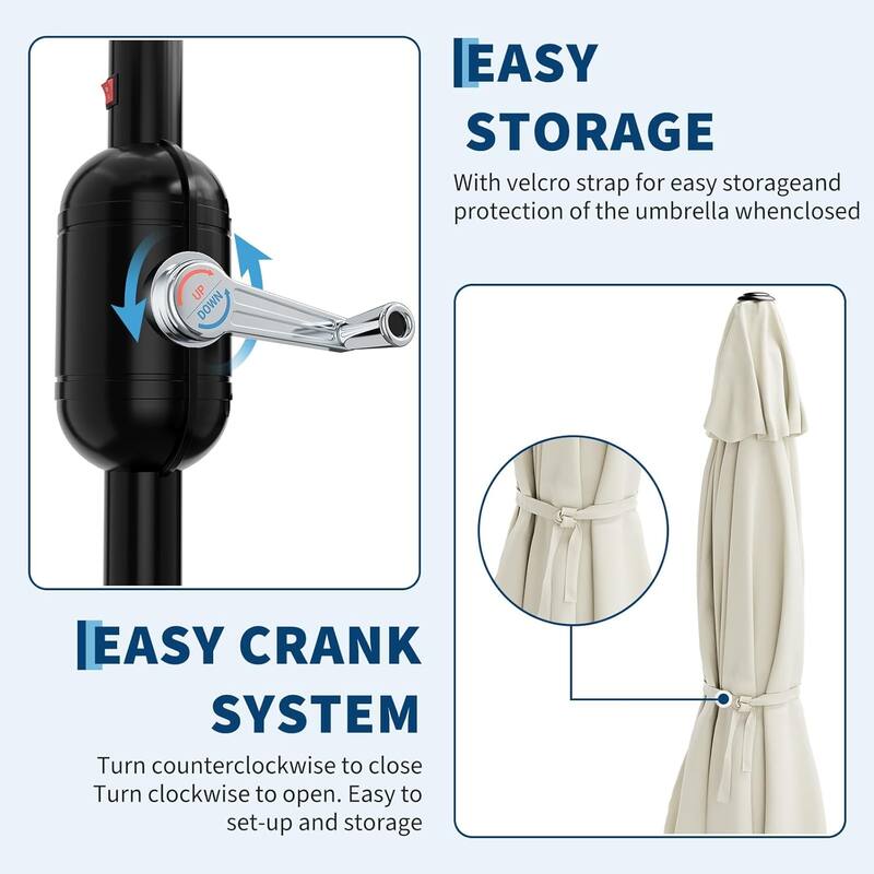 9ft Outdoor Patio Half Umbrella, with Smooth Crank Lift