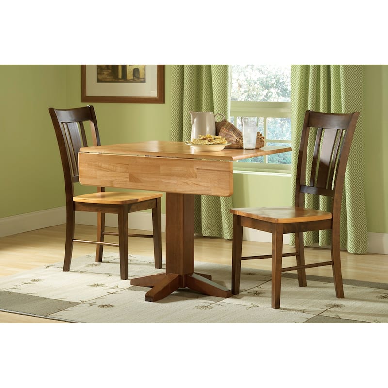 Set of 3 pcs - 36" Square Dual Drop Leaf Table with 2 Chairs