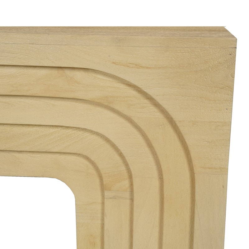 Kesna Console Sofa Table, 53 Inch Sculpted Arch, Light Beige Mango Wood