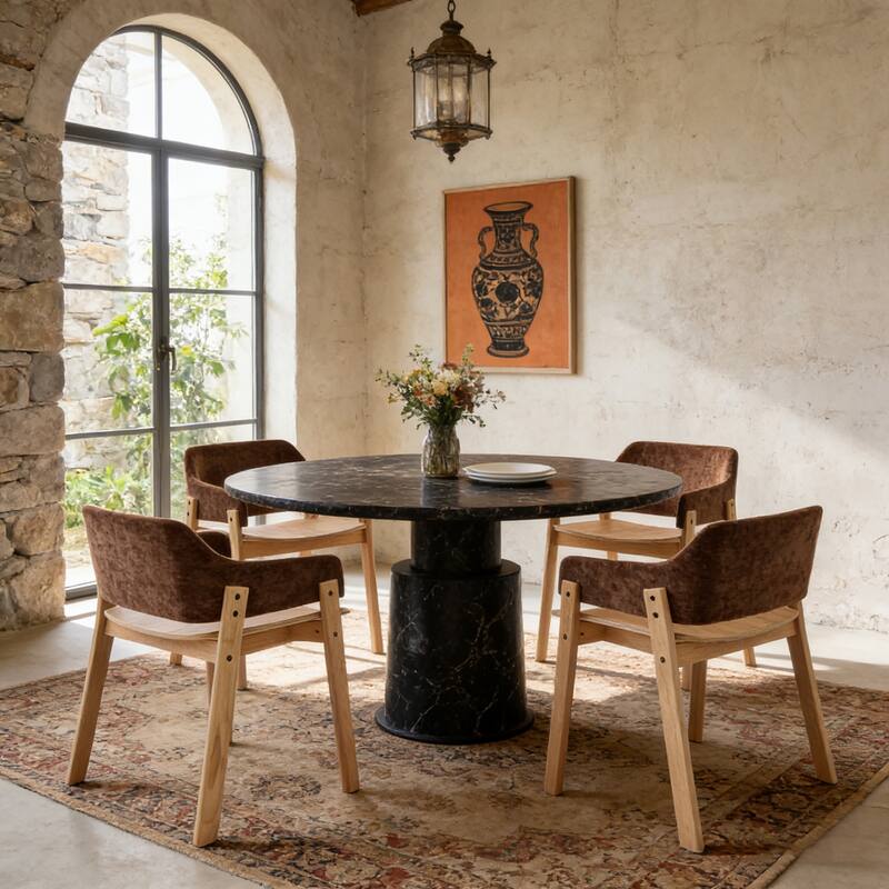 Christopher Knight Home - Modern Wooden Upholstered Dining Chair with Armrests - Set of 4 - Brown,Natural