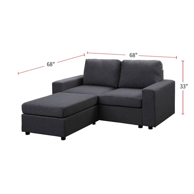 Linen Loveseat with Ottoman