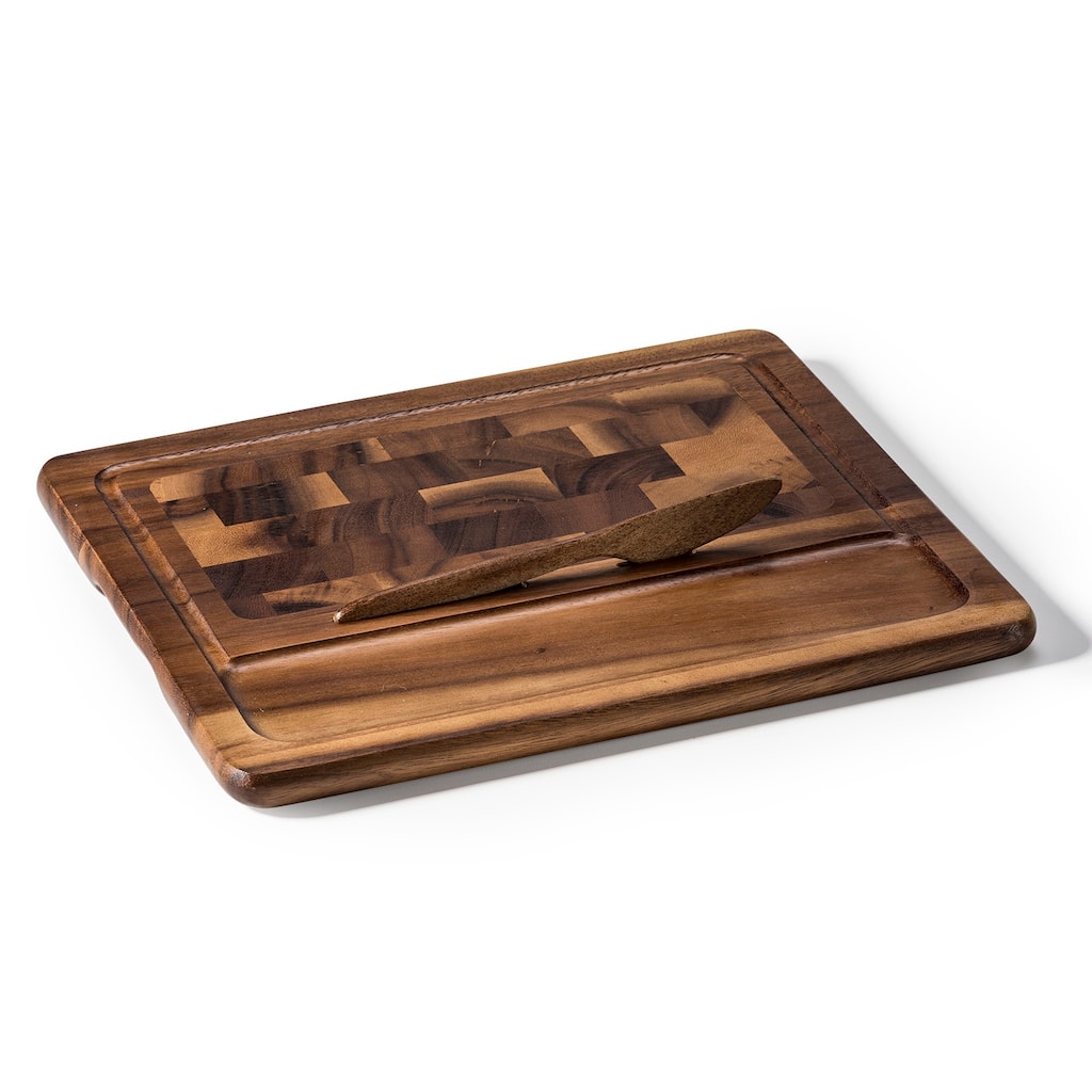 Acacia Wood End Grain Large Cheeseboard with Knife