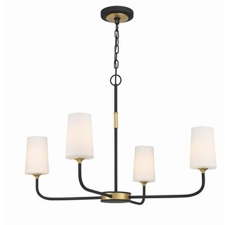 Niles 4 Light Black Forged & Modern Gold Chandelier - 34"W x 22.25"H