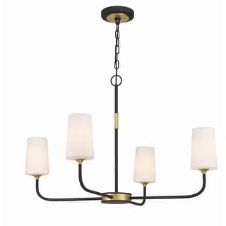 Niles 4 Light Black Forged & Modern Gold Chandelier - 34"W x 22.25"H