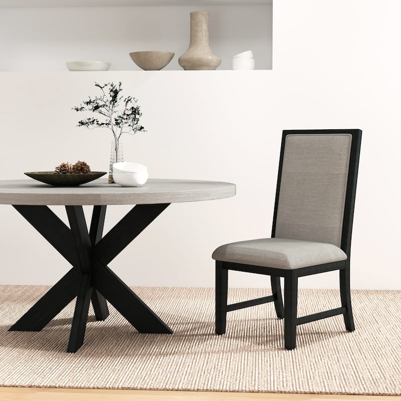 Roundhill Furniture Gates Round Dining Table, Gray