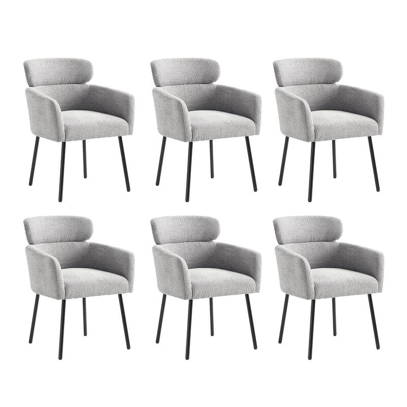 Amos Modern Boucle Dining Chair with Adjustment Feet Set of 6 by HULALA HOME