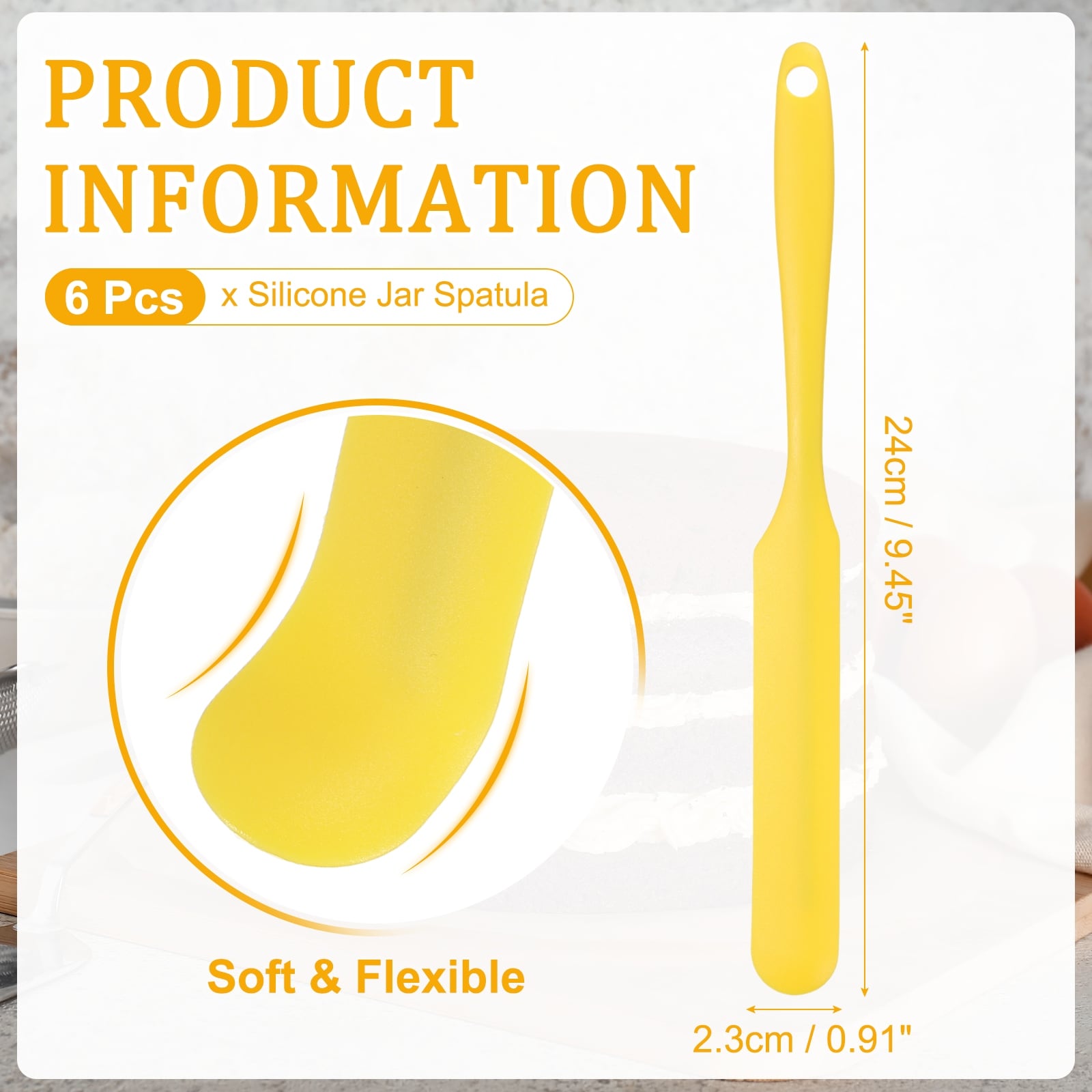 Silicone Jar Spatulas, Long Handle Thin Spatula Heat Resistant Jam Spreader for Baking