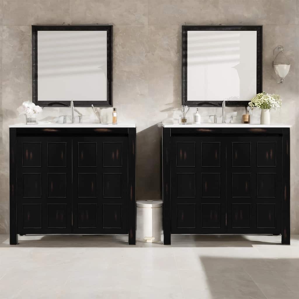 72" Bathroom Vanity Set with Double Vanities (Separate), Ceramic Sinks