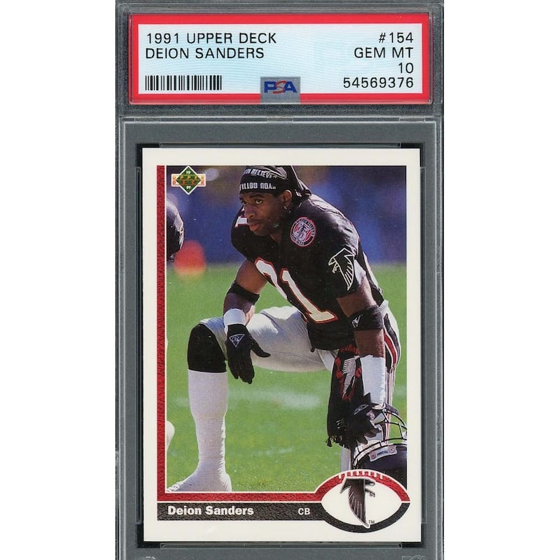 Deion Sanders 1991 Upper Deck Football Card #154 Graded PSA 10 - 8'6" x 11'6"