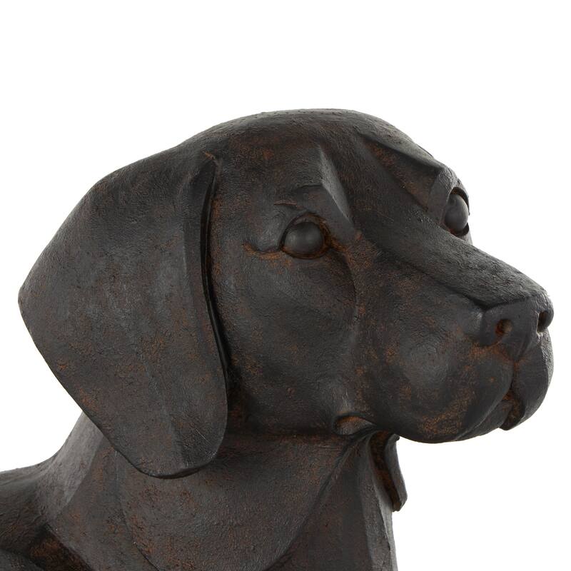 Black Resin Sitting Dog Decorative Sculpture with Copper Shadings