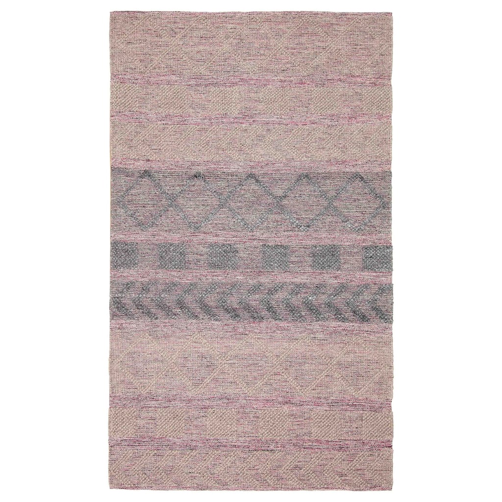ECARPETGALLERY Braid weave Sienna Grey Wool Rug - 4'11 x 8'3