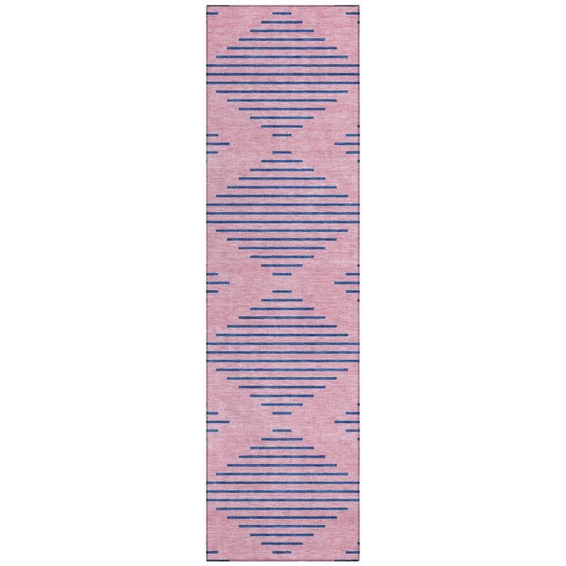 Machine Washable Indoor/ Outdoor Contemporary Geo Chantille Rug