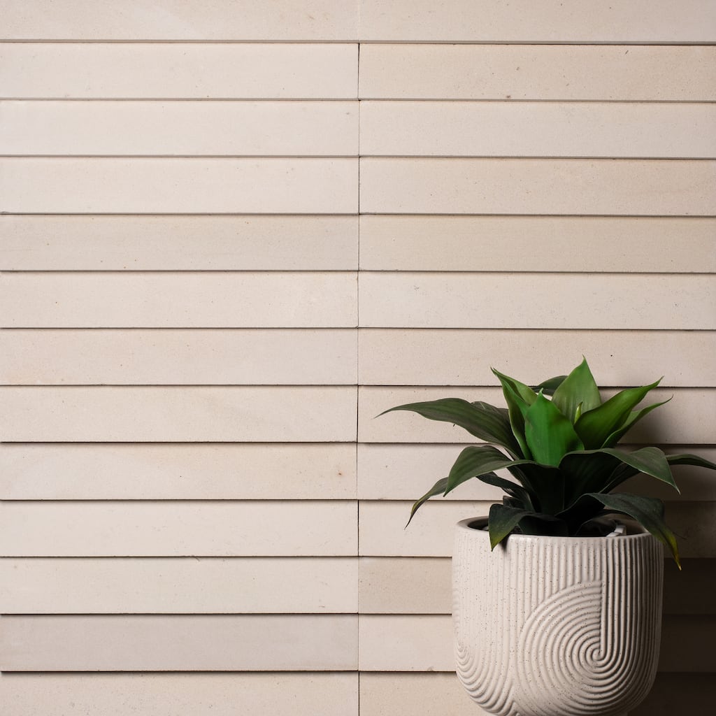 Stone Strip 2 in. x 12 in. Island White Honed Limestone Wall Tile