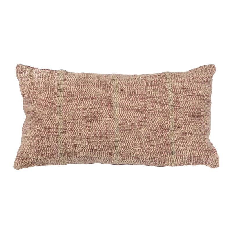 Woven Cotton Blend Lumbar Pillow - Cotton - Single - 20.0"L x 10.0"W x 2.0"H - Accent - Orange