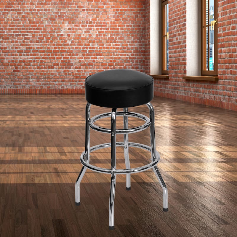 Double Ring Chrome Barstool - 20.5"D x 20.5"W x 30.25"H