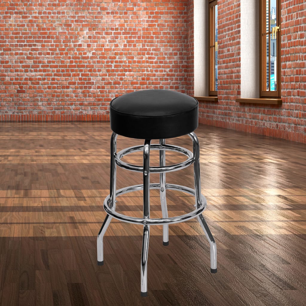Double Ring Chrome Barstool - 20.5"D x 20.5"W x 30.25"H
